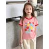 Trendy Children's Clothing 2026 Summer New Product Girls' Pure Cotton Round Neck Short-Sleeved T-Shirt Kidsren's Cartoon Printed Baby Clothes