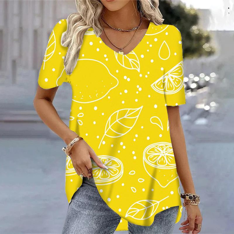 Fashion 3D Leaf Printed Summer Short Sleeve Tops Casual O-Neck Pullovers Women's Clothing Hot Sales Streetwear Blouses Big Sizes