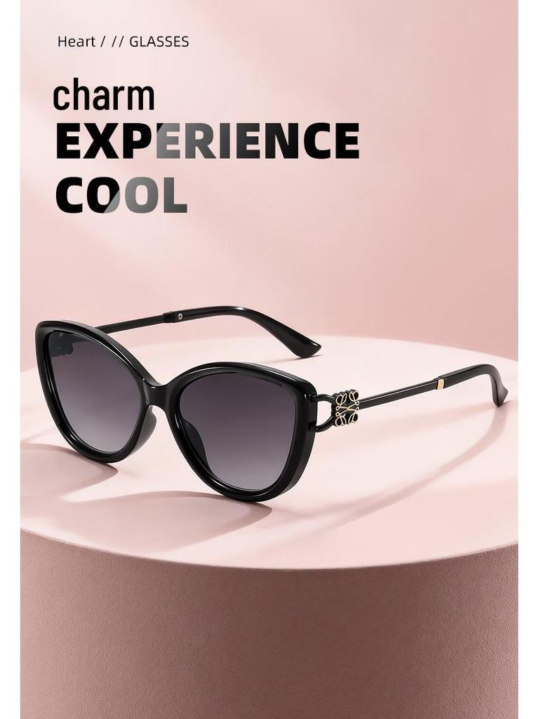 Women's Retro Cat Eye UV Protection Sunglasses with Metal Temple Hollow-out Design