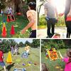 3 In 1 Soft Plastic Cones Bean Bags Ring Toss Games Carnival Games Set for Kids Birthday Party Outdoor Games 32 Pcs Combo Set