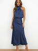 Luxury Satin Sleeveless Dress for Women - Elegant Evening Gown for  Spring/Summer Collection