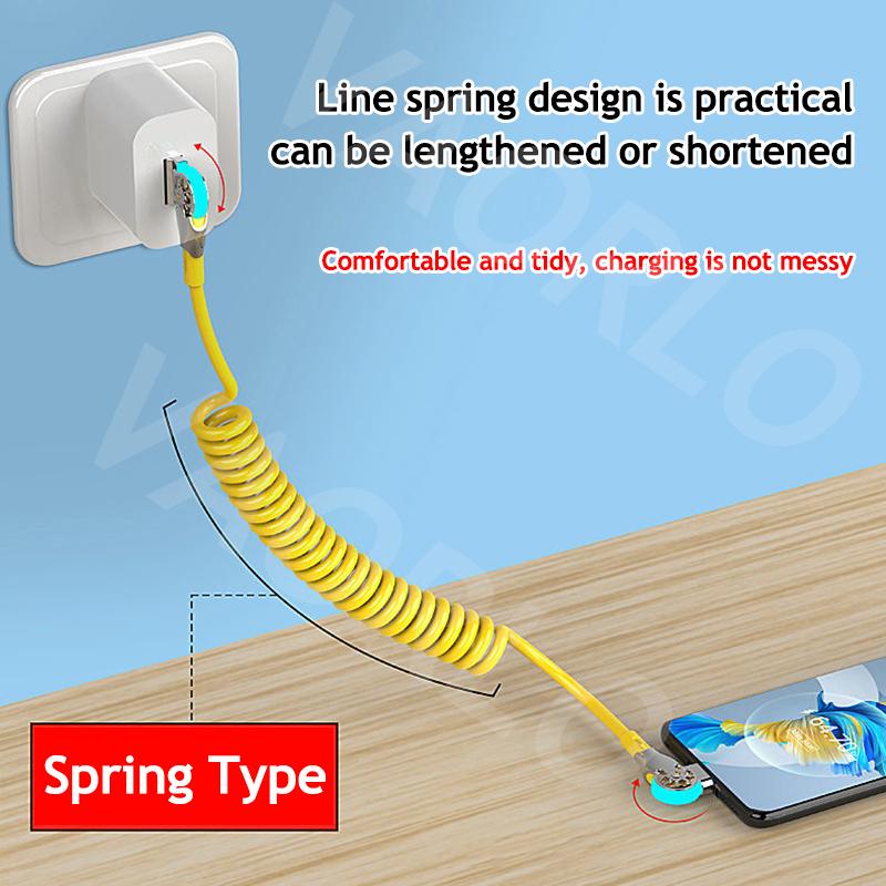 VAORLO Cable de Extensión 120W 6A Cable de Carga Rápida Para Tipo-C Micro 8Pin Cable de Datos Super Carga Soporta Transmisión Línea USB