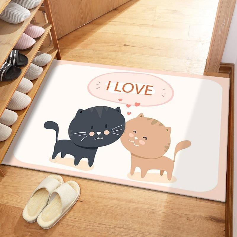 Cute Cartoon Pattern Door Mat with Animals Flowers Designs Floor Mat for Home Entrance Decor Adding Playful Charm