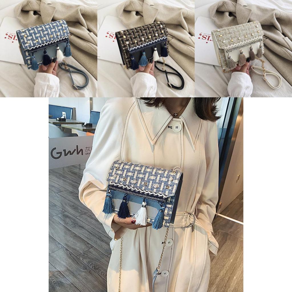 Style Woven Mini Shoulder Bag With Chain Strap For Casual Travel