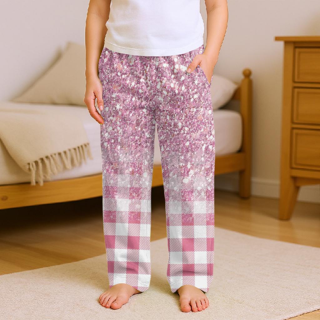 Fashionable Children's Versatile Retro Floral Print Pocket Casual Pants