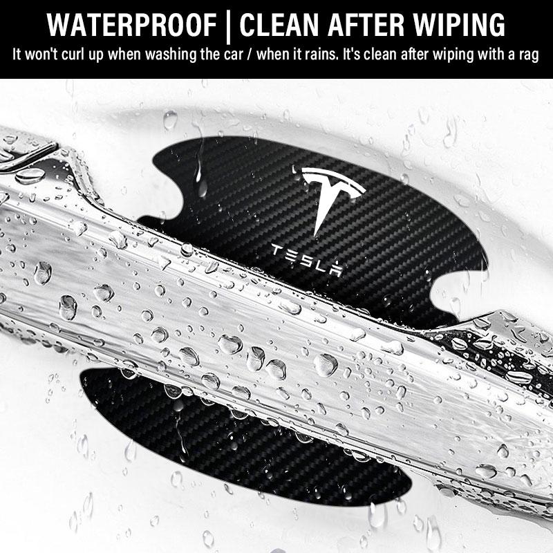 4PCS Car Door Handle Protection Sticker Emblem Car Decoration Styling For Tesla Model 3 Model X S 2016-2020 Decals TM3 TMX TMS Decal