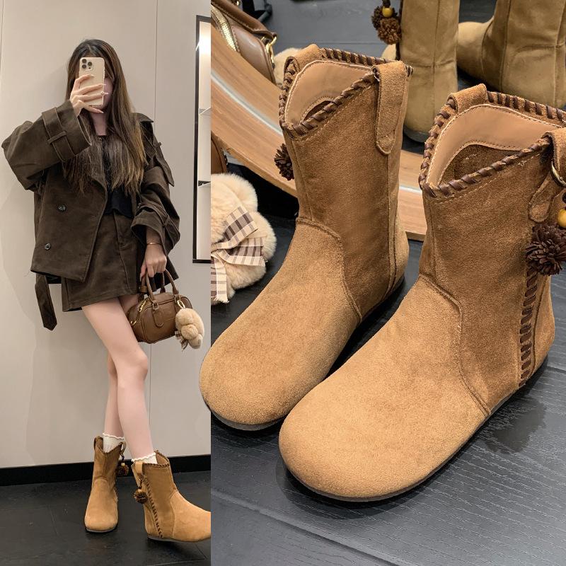 Ethnic style women's short fashion hundred soft elastic comfortable ankle boots shock absorption anti-skid casual sports Martin boots