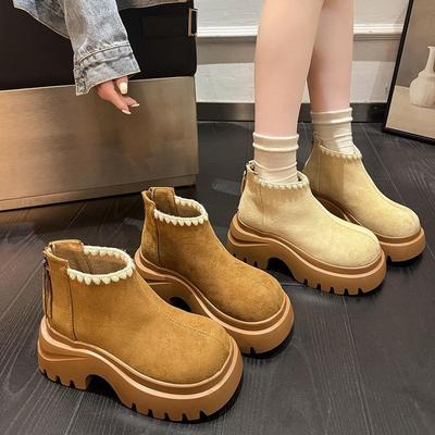 Comfortable Soft Leather Retro Thick-soled Short Boots Women's Autumn and Winter Models, Small People Increase Height and Look Thin Martin Boots