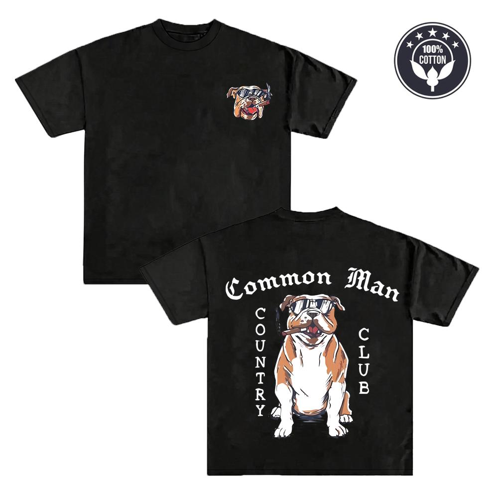 

Trendy Bulldog Print T Shirt Men Women Country Club Style Oversized 100% Cotton Short Sleeve T-Shirt Summer Retro Streetwear Top S