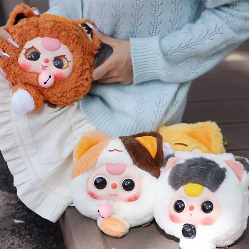 Baby Three Lucky Cat Zipper Bag Series Blind Box Decoration Backpack Pendant Cute Plush Doll Mystery Box Christmas Birthday Gift
