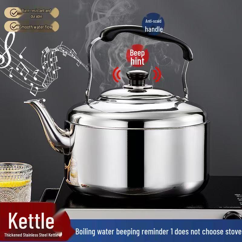 Food Grade Stainless Steel Whistling Kettle, Large Capacity for Gas and Induction Stoves