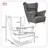 Zoja Scandinavian Wing Chair Family Meble Graphite Anthracite Dark