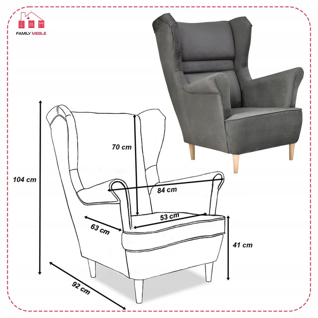 Zoja Scandinavian Wing Chair Family Meble Graphite Anthracite Dark
