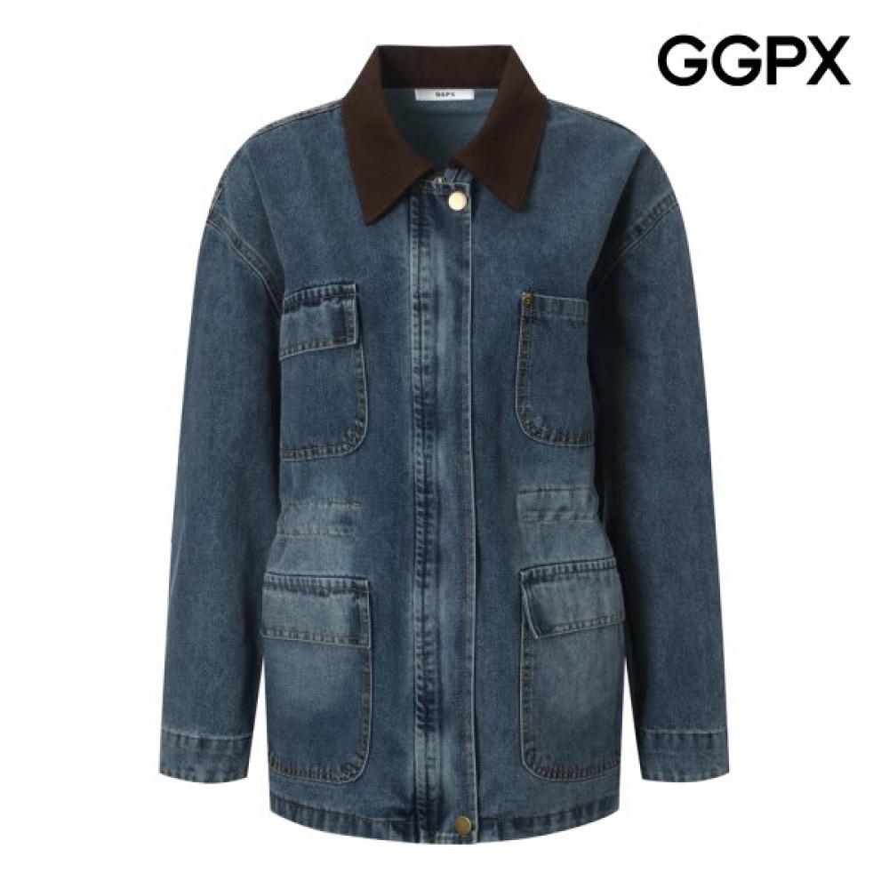 Color Collar Denim Work Jacket Gq1jk010b Ivory/F