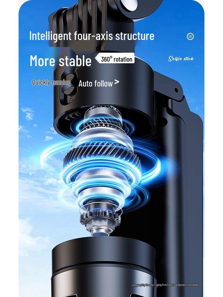 AI-Enhanced 360° Auto-Tracking Gimbal Selfie Stick with Face & Dance Tracking, Anti-Shake Stabilization