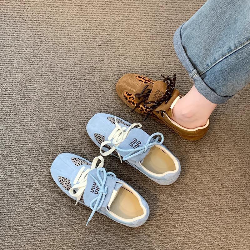 Flat baseplate shoes women's 2025 new autumn new Forrest Gump shoes versatile casual sports shoes leopard print German training shoes