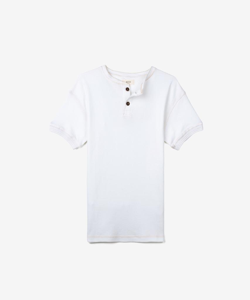 HEYSTE Washed Waffle Knit Henley Tee Ecru