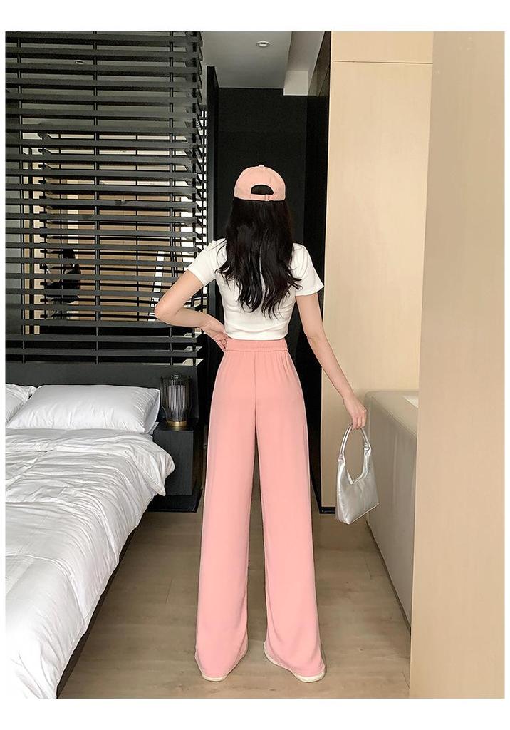 Spring 2026 Plus Size Women's Drawstring Elastic Waist Wide Leg Suit Pants