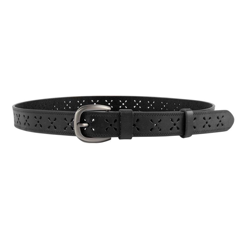 Hollow Embossed Cowhide Women'S Genuine Leather Women'S Belt Pin Buckle Women'S Retro With Casual Pants Jeans