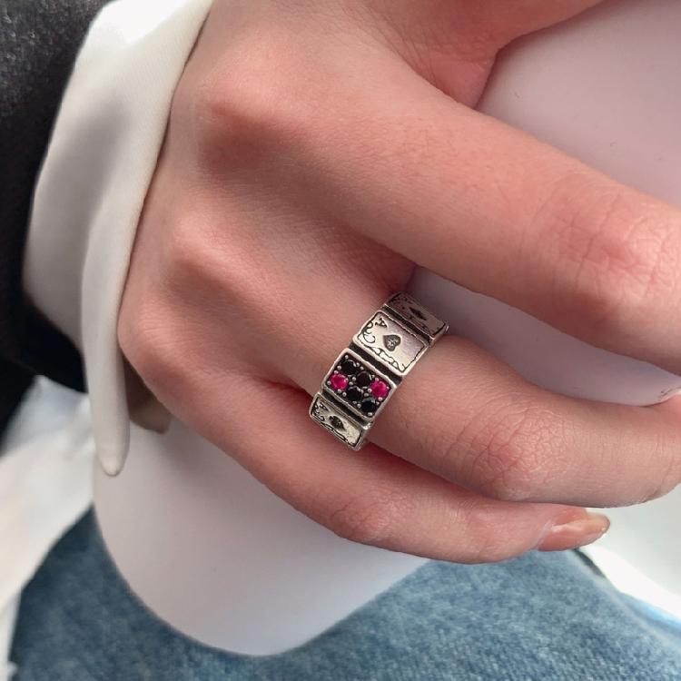 Poker Rings Gothic Diamonds-encrusted Adjustable Rings Women Party Casual Rings