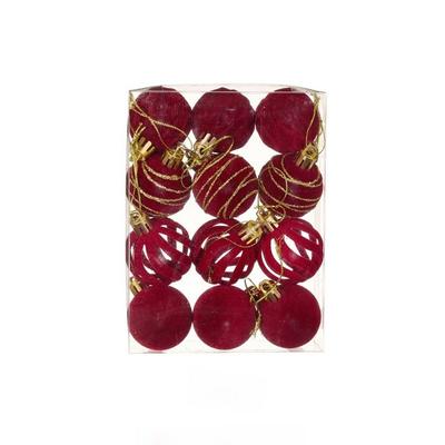 12pcs/Set 4CM Christmas Ball Ornaments Velvet Flocking Christmas Tree Props Plastic Sparkling Christmas Spheres Wreaths Decor