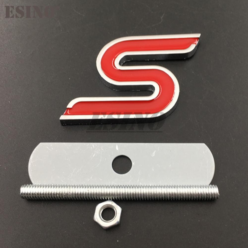 3D S Car Front Grill Zinc Alloy Badge Emblem For Car Body Accessories Car Styling Badge Decal for Ford Focus Fiesta Edge