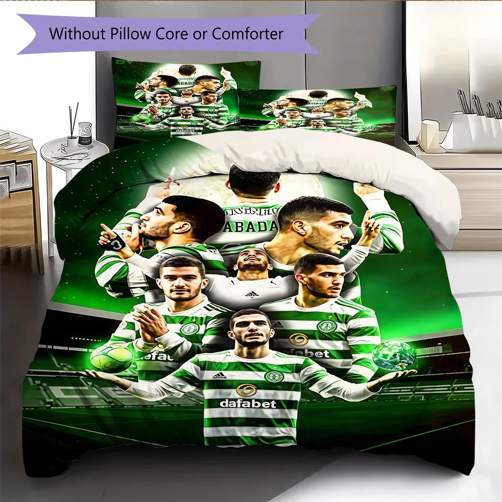Celtic Football Club Bedding Quilt Set Quilt Cover Pillowcase Home Decoration Birthday Gift (1 * Duvet Cover + 2 * Pillowcase, Without Core)