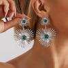 European and American Personality Diamond-set Versatile Exaggerated Emerald Love Imitation Gemstone Sun Earrings