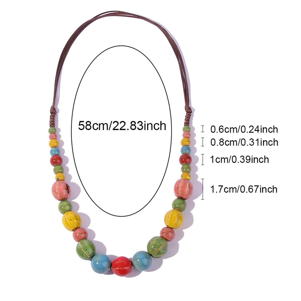 Handmade Ceramic Bead Necklace Vibrant Colors Artisan Crafted Lightweight Jewelry for Women Unique Fashion Accessory