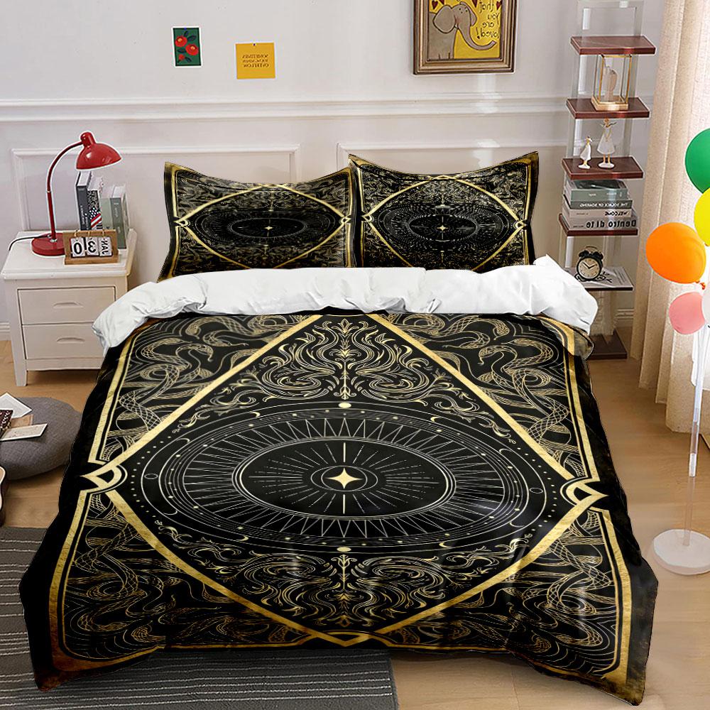 Intricate gold geometric design. Bedding sets Duvet cover sets Duvet covers Pillowcases(1 * Duvet Cover 2 * Pillowcases without duvet insert)