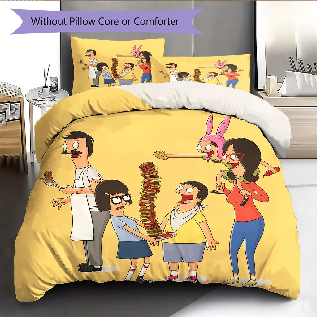 Bob's Burgers Pattern Bedding Quilt Set Home Decoration Gift (1 * Duvet Cover + 2 * Pillowcase Without Core)