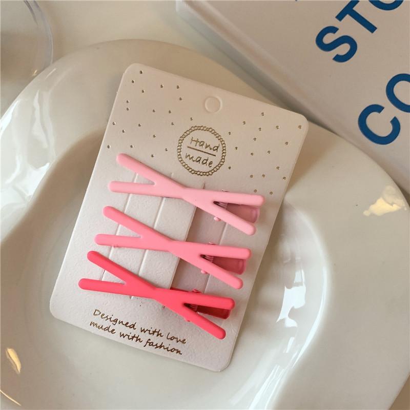 Épingles à cheveux simples givrées pour filles, 3 pièces, pinces à cheveux carrées, ovales, Triangle, pour enfants, épingles à cheveux, cliquez sur clac