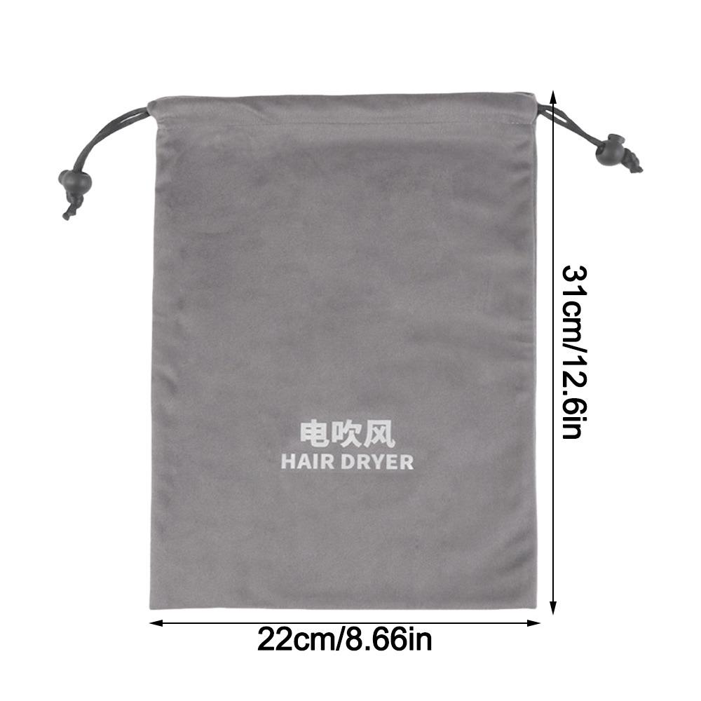 Flannel Hair Dryer Storage Bag Foldable Dustproof Hair Curler Protective Cover Soft Large Capacity Drawstring Carrying Case