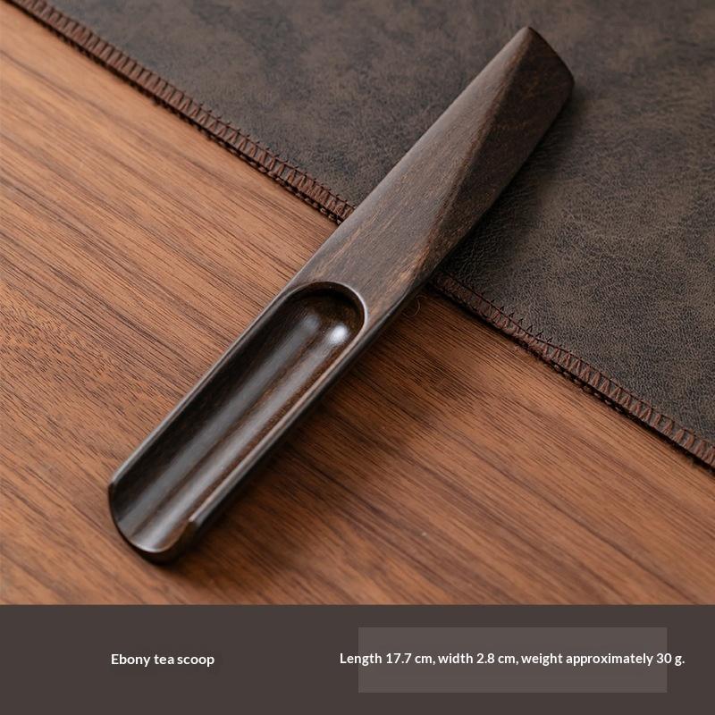 Hand Polished Vintage Ebony Tea Spoon Solid Wood Handle Durable Small Natural Tea Shovel for Home Coffee Bar