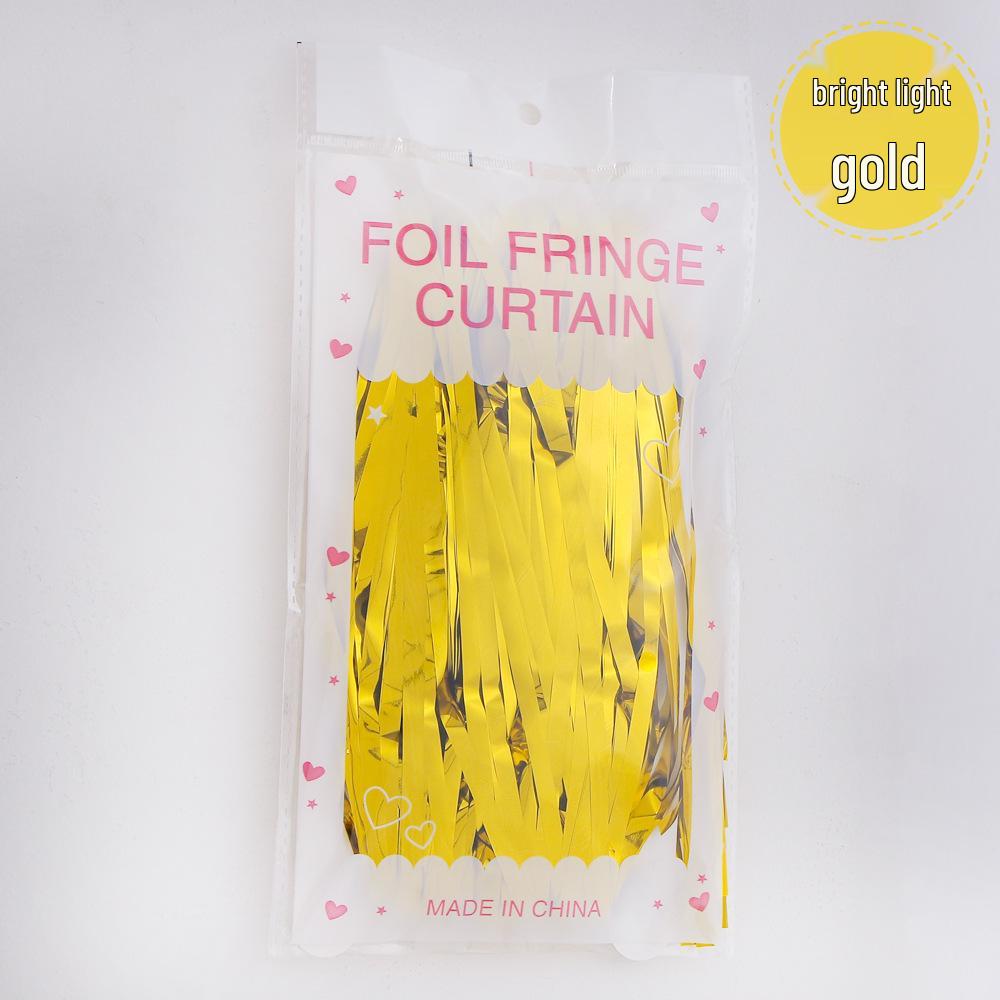 Gold Glänzende Lametta Quastenvorhänge (1x2m) für Hochzeitsbühnen- oder Türdekoration.