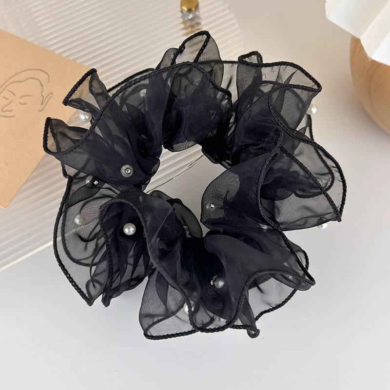 

Французька вінтажна гумка для волосся High Sense Head Tie hair Scrunchie mesh headdress велике кільце чорний