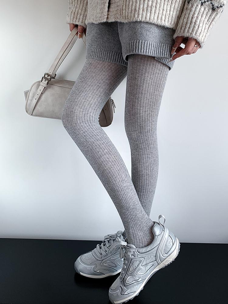Collant a Righe Lavorati a Maglia per Ragazze Donna 2025 Autunno Inverno Base Casual Streetwear Collant Nuovi Collant per Donna
