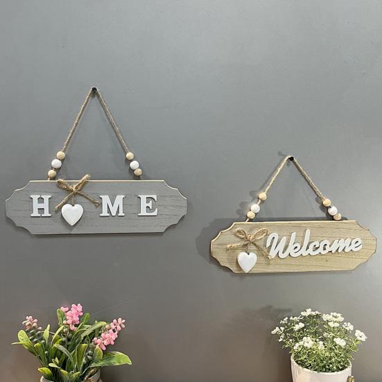 Decorative House Sign with Bow Knot Decor Letter Print Hanging Sign Versatile
