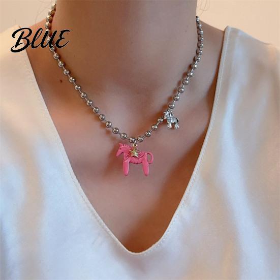 Horse Lover Gift Coated Pendant Necklace Bright Color Cute Charm