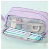 Double-layer Double-window Pencil Bag, Solid Color, Simple Multi-function, Large-capacity Storage Bag, Dirt-resistant Stationery Storage Bag