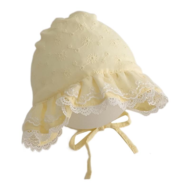 

Princess Hat Toddlers Spring Sun Hat Little Girl Infant Soft Lace Hat Cotton Bonnet Caps Sun Hat Photography Props світло-жовтого кольору