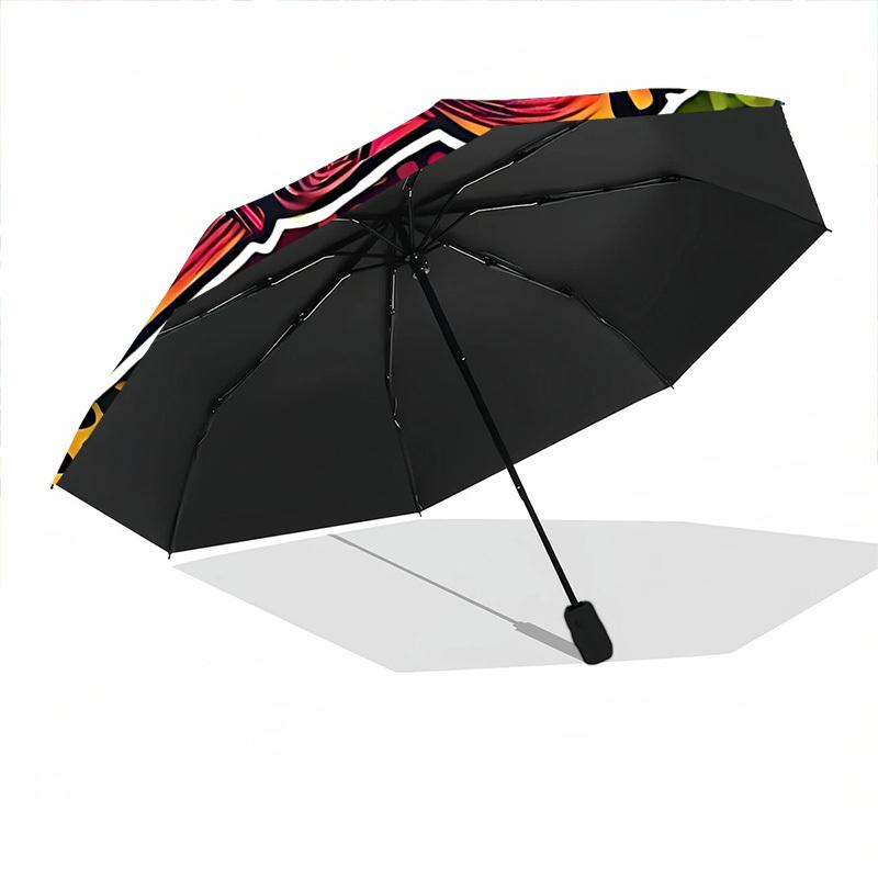 1pc Retro Microphone Automatic Open/Close Umbrella - Portable Collapsible Umbrella with 8-Rib Stability, Fashion Lovers Yy251017150