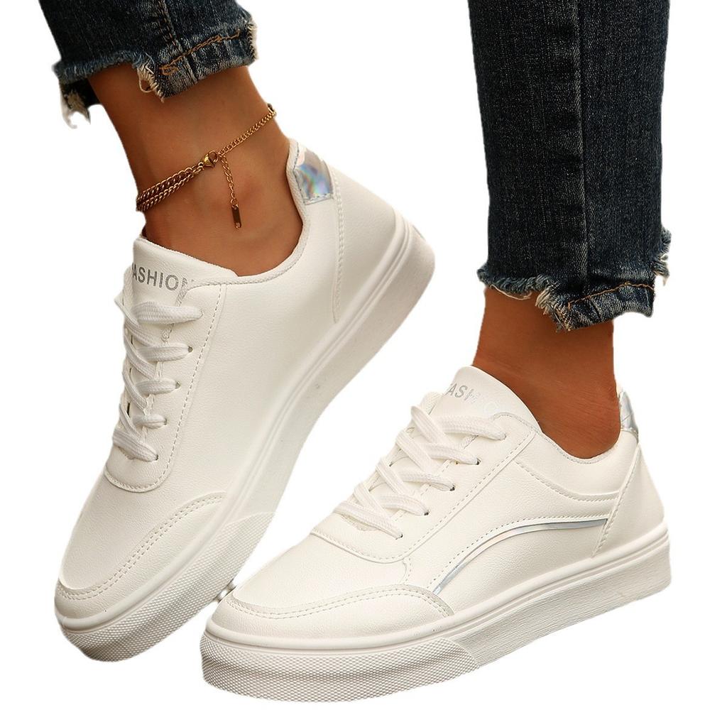 2025 Spring New Versatile White Shoes Women's Summer Sports Flat Casual Plus Size Comfort Plate Shoes