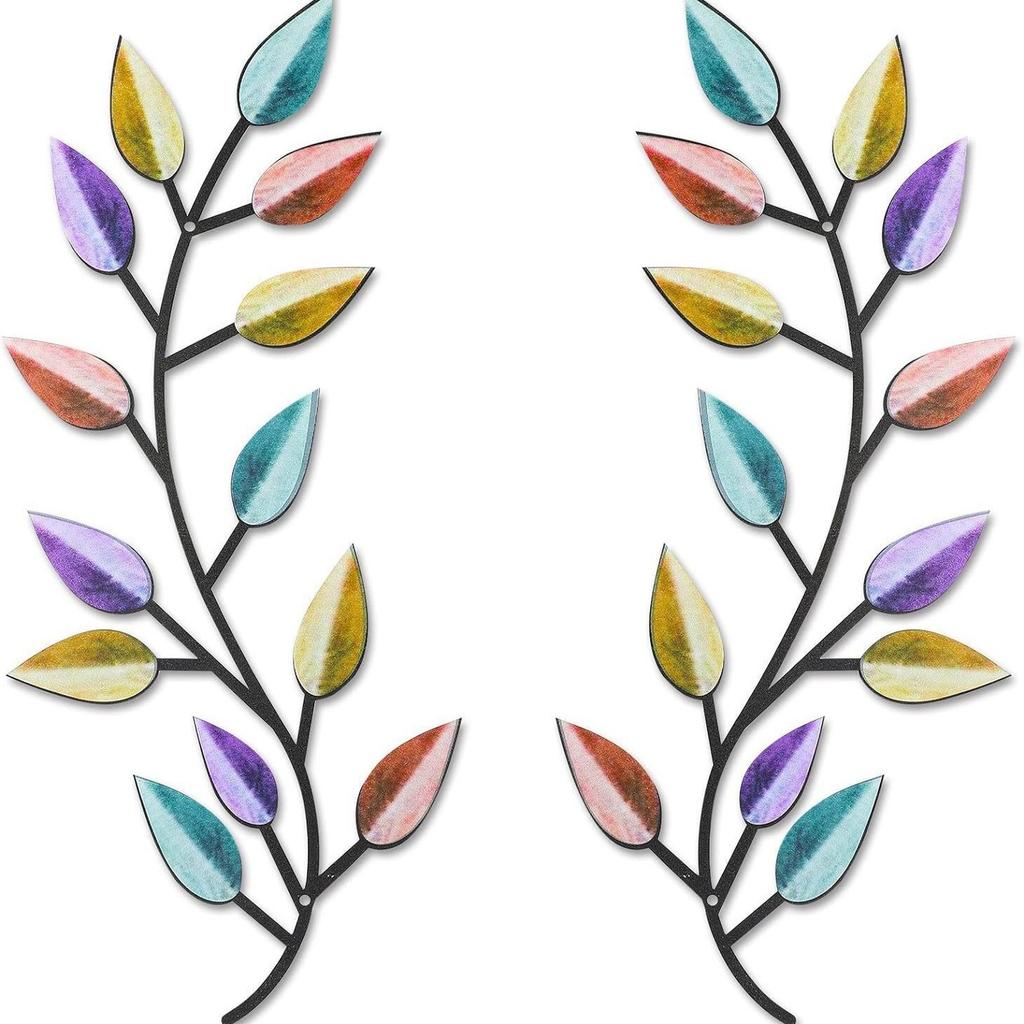 3P 2 Metalowy Liść Ściana Dekoracyjna Sztuka Ścienna Kute Żelazo Metal Niezależne Części Wewnętrzne Salon Rękodzieło Dekoracja