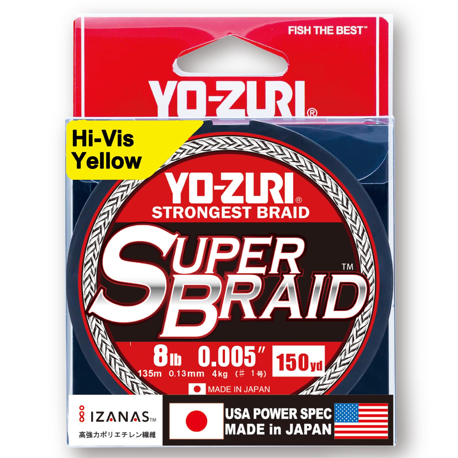 

PE Line Super Braid 150YDS 8Lbs Yellow YO-ZURI Color