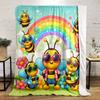 Cool Bees Under Rainbow Sky Patterned Flannel Blanket Perfect for the Bedroom Living Room, Sofa, or a Little Nap