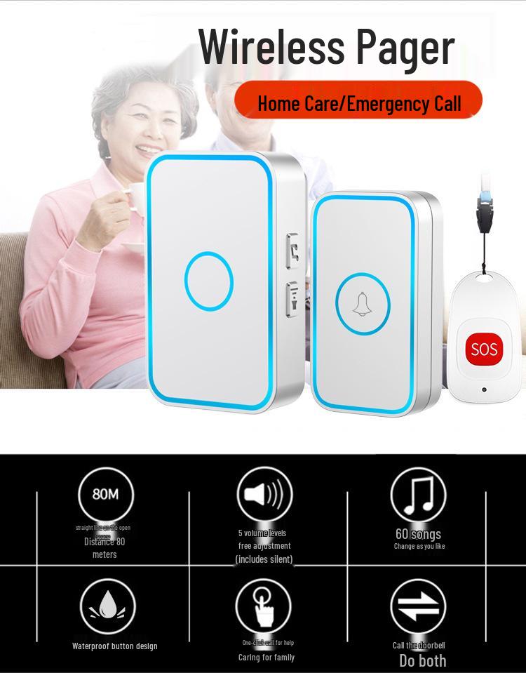 Elderly Wireless Emergency Call Button for Solitary Patients and Caregivers