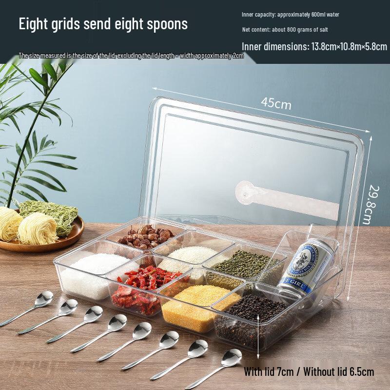 Acrylic 8-Compartment Seasoning Box Set