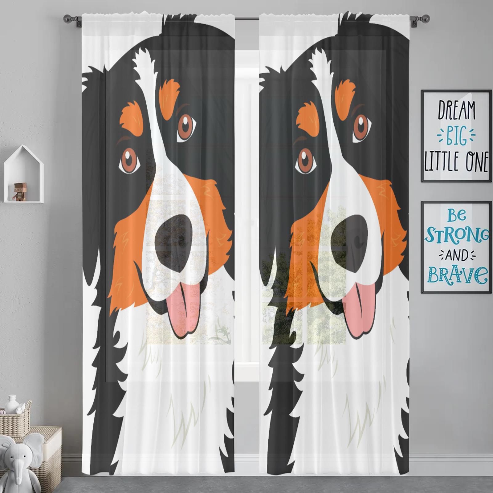 

Herdesings Бернский зенненхунд Прозрачные тюлевые шторы Шифоновые драпировки 2 шт. Оконная штора для декора гостиной, спальни, кухни 2PC W74 x H91cm