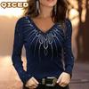 Women's Fashion Casual Long Sleeve V Neck Blouses & Shirts